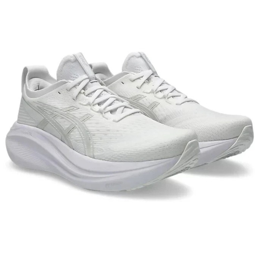 Men's Size 10- ASICS Running Shoes GEL-NIMBUS 27 White/Glacier Grey Sneakers